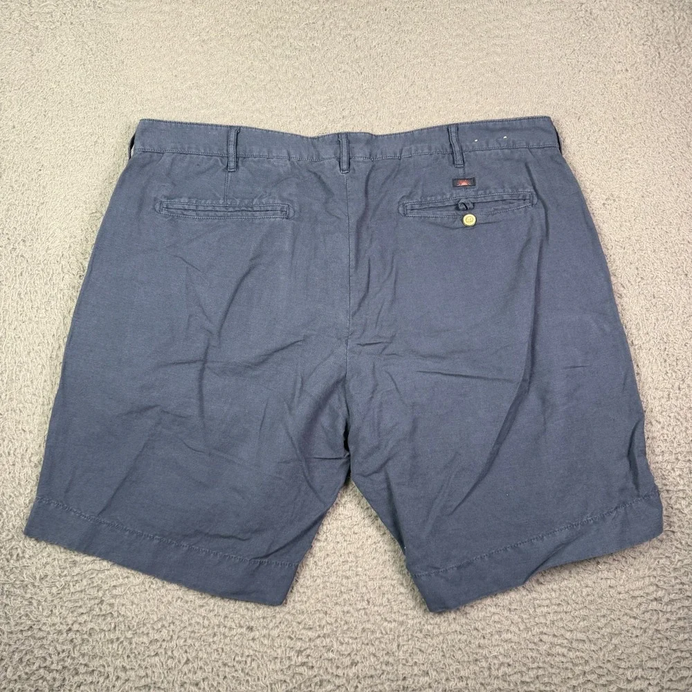 Faherty Shorts Malibu Mens 38 Navy Blue Summer Linen Cotton Blend Golf Beach